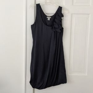 H&M Navy Silky/Satiny Dress with Draping